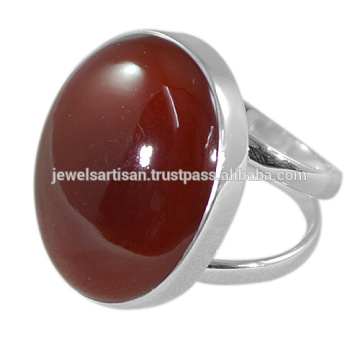 Natural Red Onyx Gemstone 925 Solid Silver Ring